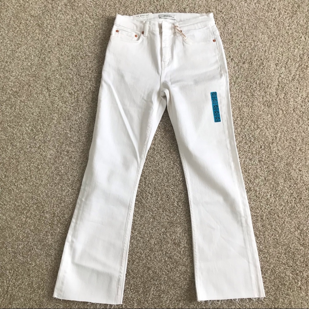 Zara Mid-rise Slim The Boot Cut Jean in Off White
